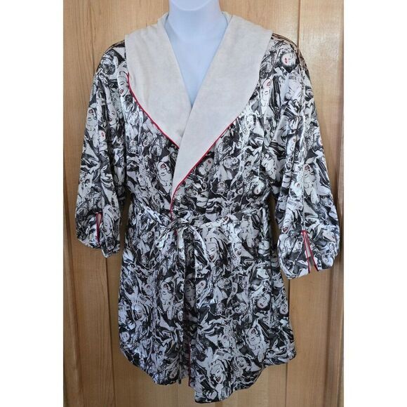 Marilyn Monroe Print Kimono Robe With Belt & Red Piping Norma Jeane - Picture 1 of 10